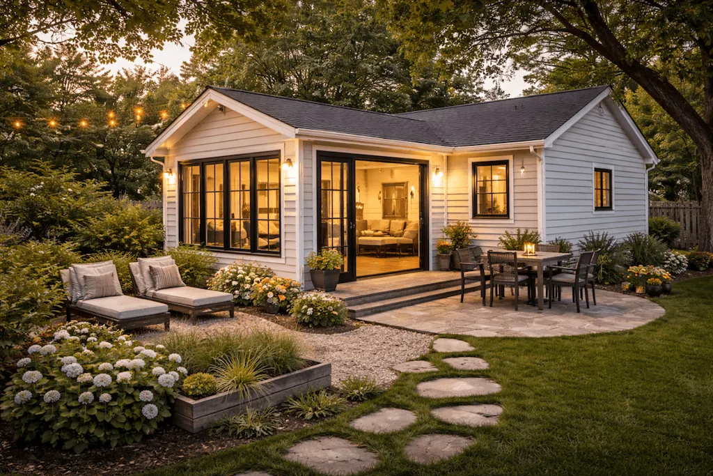 Bump-out room addition on a small home