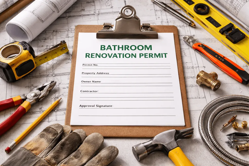 Bathroom remodel in progress with new plumbing
