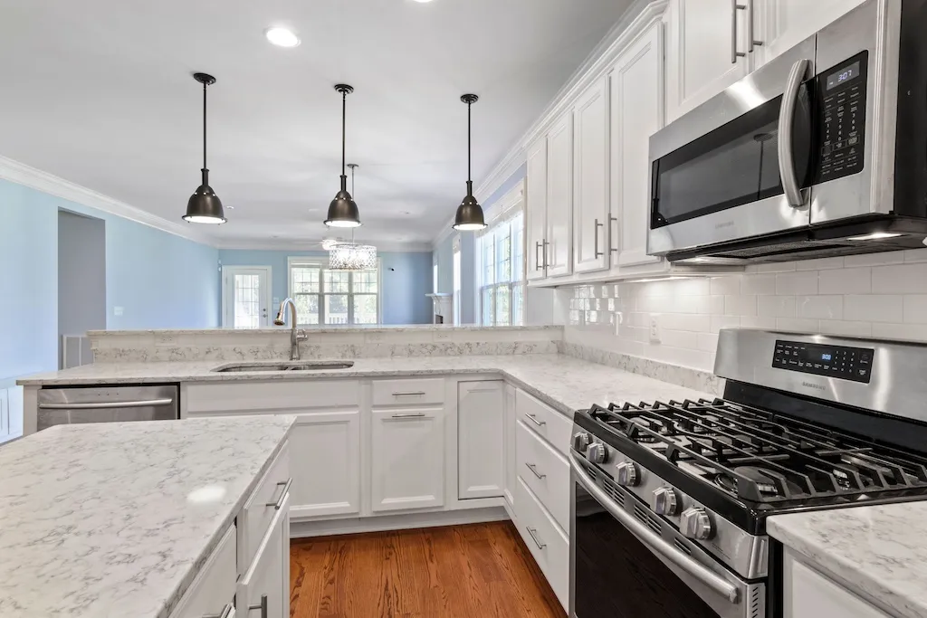 Newly remodeled kitchen with custom cabinetry